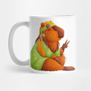 Cute capybara in hippie clothes Mug